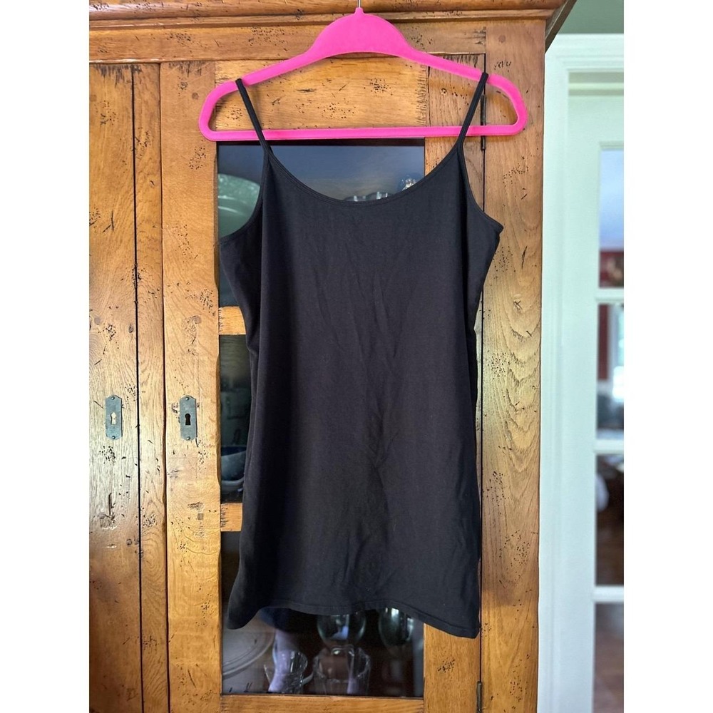 White House Black Market Womens Black Cami Tank Top XL Spaghetti Strap Stretch